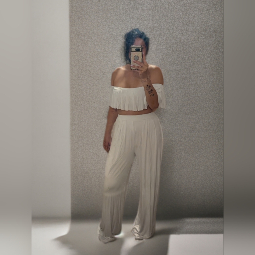 JLUXLABEL Off-Shoulder Cream Jumpsuit